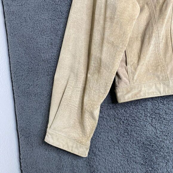 GAP Product RED Leather Mens SZ XL Suede Jacket Y2K Beige Military Rare Boxy - Picture 4 of 16